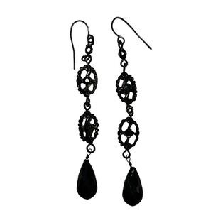 Black stones with tear drop style earrings holiday gifts for her